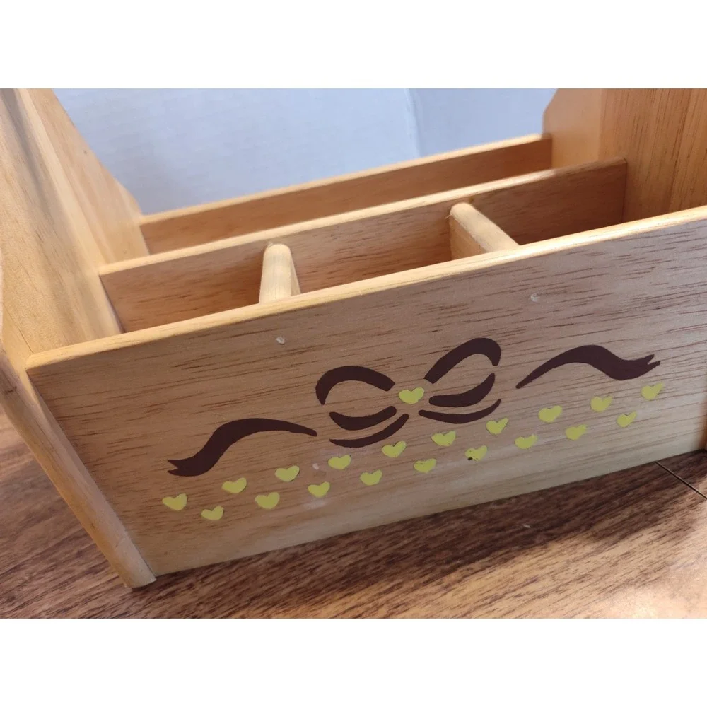 Wooden Cottage Core Craft, Remote Caddy. Or Napkin &  Silverware Painted